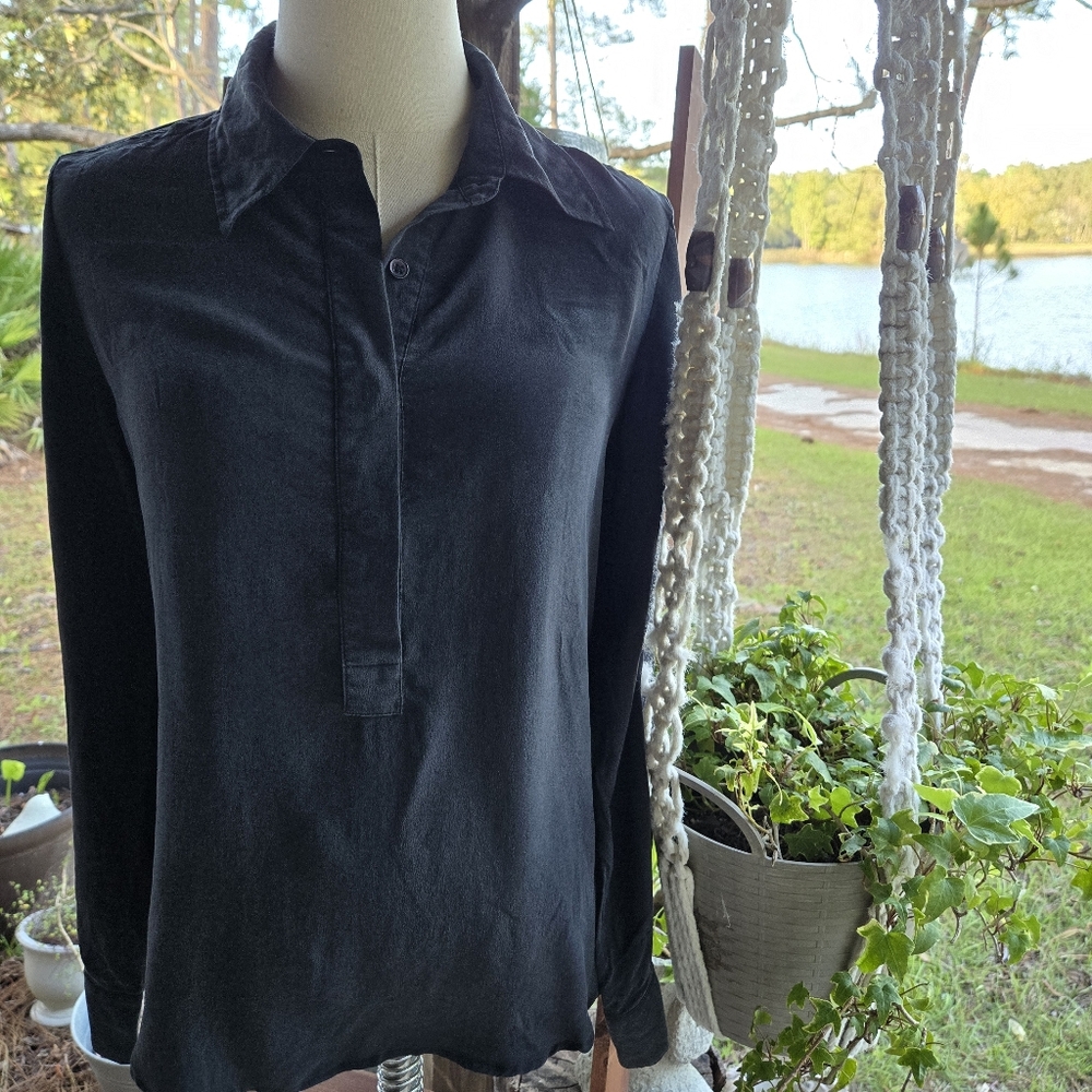 Kathy Ireland 100% Silk Black Tunic Size Small